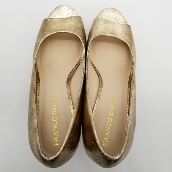 Franco Sarto Surf Peep Toe Metallic Wedge Sz 9 - Picture 6 of 8